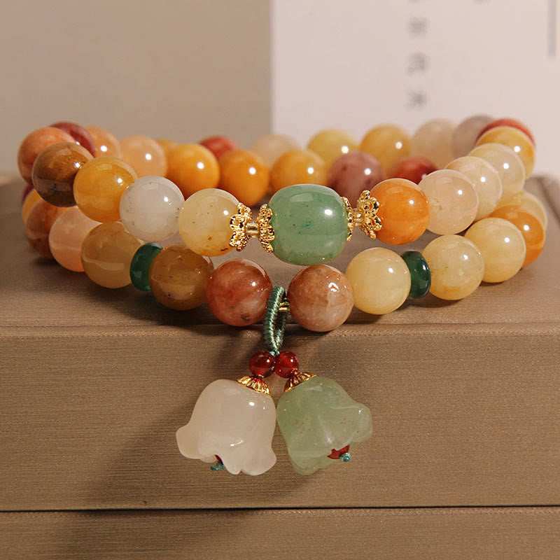 KarmaRipple's Tibet Authentic Golden Silk Jade Double Layer Bell Orchid Fortune Bracelet p1