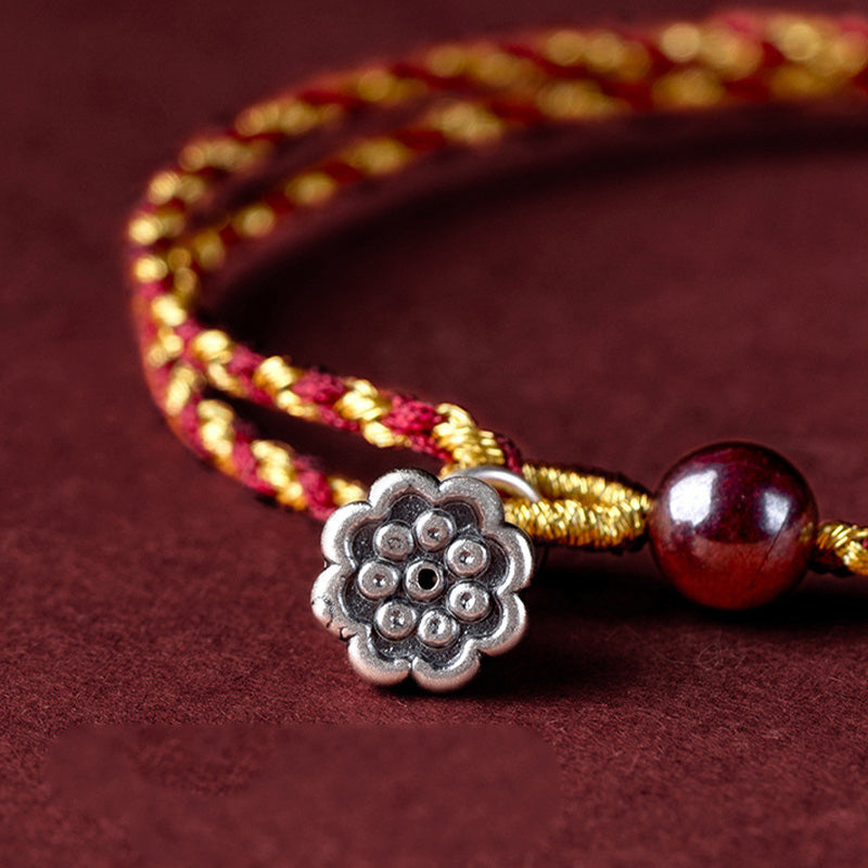 KarmaRipple's Handcrafted Red Gold Rope Lotus Peace And Joy Talisman Braid Bracelet p17