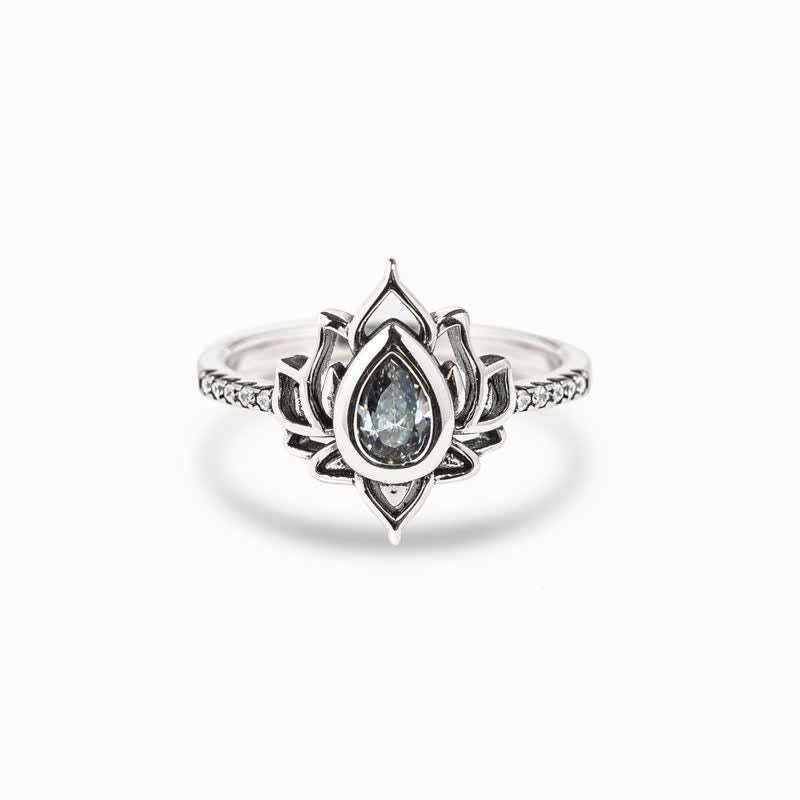 KarmaRipple's Sterling Silver Lotus Zircon Blessing Protection Ring p8