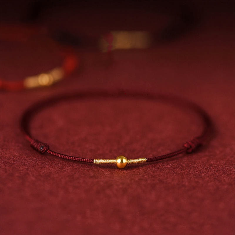 KarmaRipple's 925 Sterling Silver Golden Bead Protection Woven Rope Bracelet Anklet p1