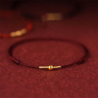 KarmaRipple's 925 Sterling Silver Golden Bead Protection Woven Rope Bracelet Anklet