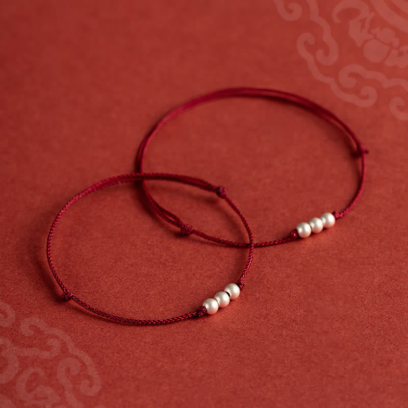KarmaRipple's 925 Sterling Silver Three Beadwork Protection String Bracelet Anklet p3