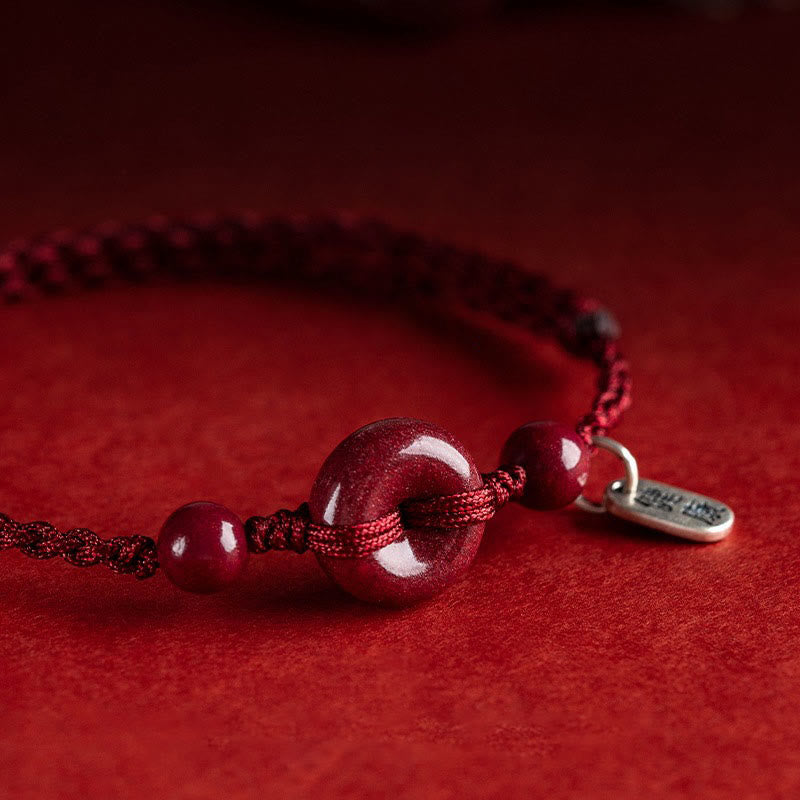 KarmaRipple's Handmade Cinnabar Peace Buckle Safe and Healthy Talisman Blessing String Bracelet Anklet p8