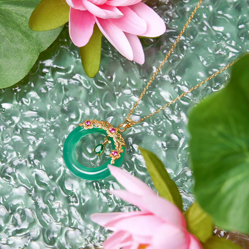 KarmaRipple's Green Chalcedony Peace Buckle Design Strength Pendant Necklace p15