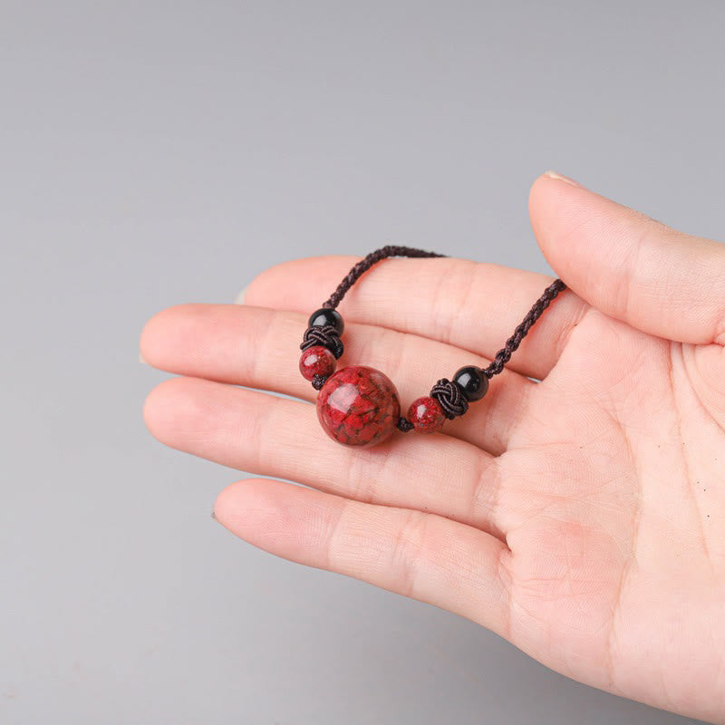 KarmaRipple's Authentic Cinnabar Stones Bead Blessing Pendant Necklace p7