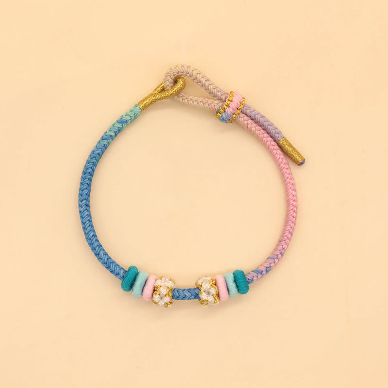 KarmaRipple's Handmade Eight Thread Peace Weave Peach Blossom Weave Fortune Rope Woven Bracelet p10