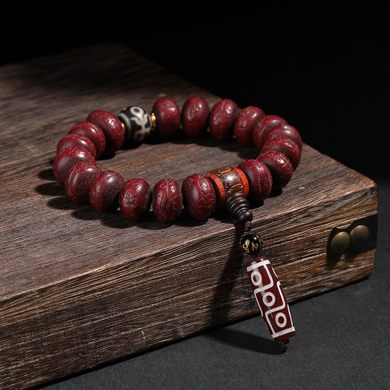 KarmaRipple's Tibet Bodhi Seed Dzi Bead Dancing Lion Fortune Bracelet Wrist Mala p2