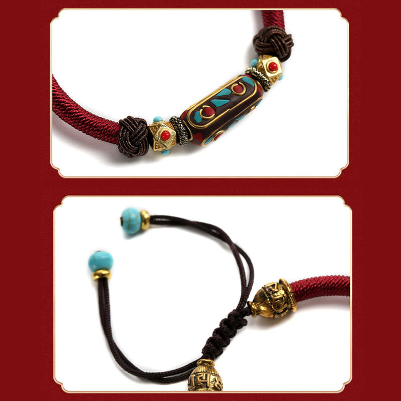 KarmaRipple's Handmade Tibetan Turquoise Om Mani Padme Hum Strength Woven Bracelet p7