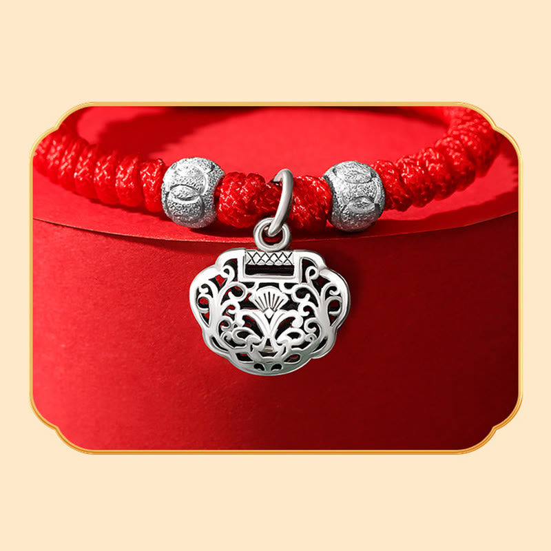 KarmaRipple's 925 Sterling Silver Chinese Lock Talisman Multicolored Red String Protection Handmade Woven Kids Bracelet p10
