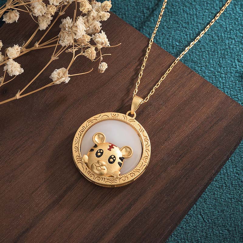 KarmaRipple's Ivory Jade Year of the Tiger Blessing Pendant p3