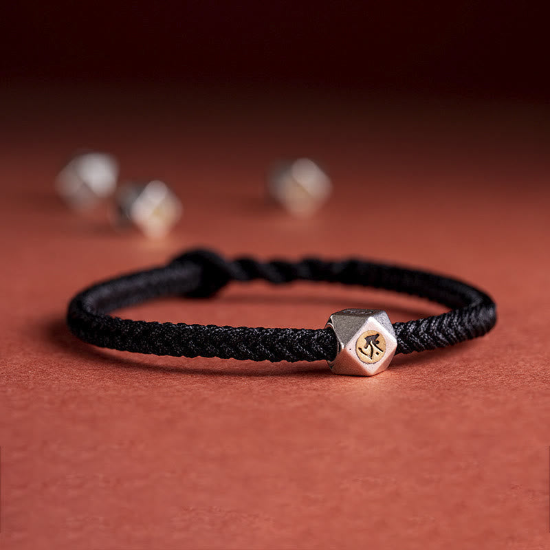 KarmaRipple's 925 Sterling Silver Handmade Chinese Zodiac Natal Buddha Fortune Protection Woven String Bracelet ( p43