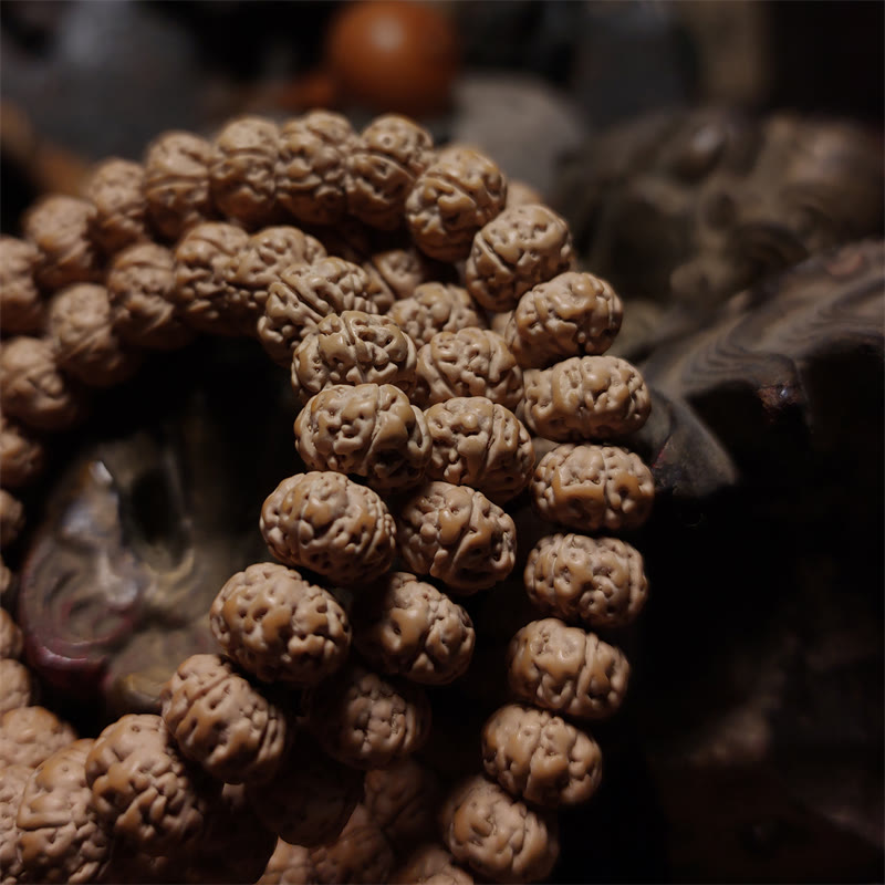 KarmaRipple's 108 Mala Beadwork Rudraksha Bodhi Seed Fortune Wealth Tassel Quadruple Wrap Bracelet p3