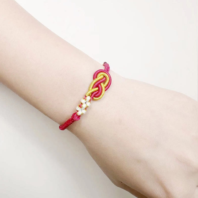 KarmaRipple's Handcrafted Eight Thread Peace Weave Peach Blossom Weave Fortune Connection Bracelet p7
