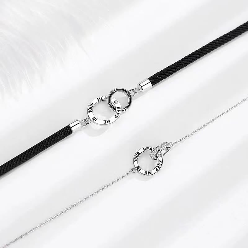 KarmaRipple's KEEP ME IN YOUR HEART Design Interlocking Circles Balancing Pair Chain Bracelet p5