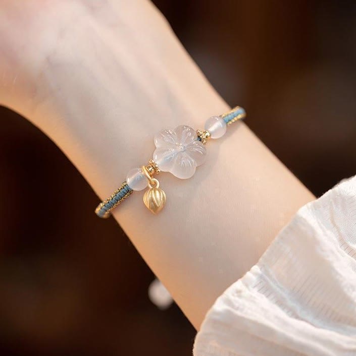 KarmaRipple's Red Agate Jade Lotus Confidence Calm String Bracelet p4
