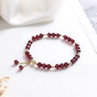 KarmaRipple's 14K Gold Authentic Garnet Calm Bracelet