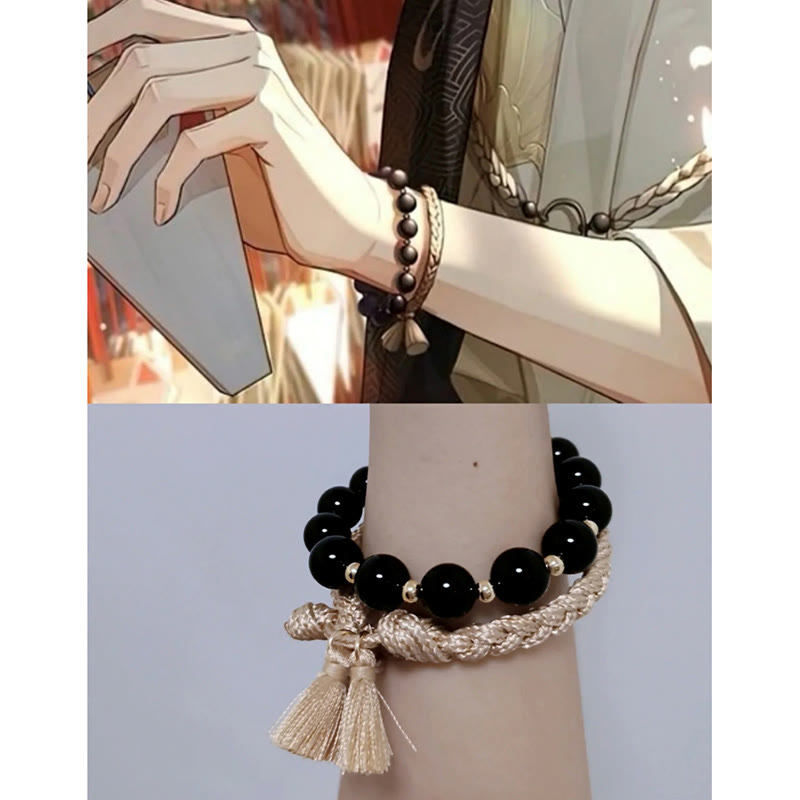 KarmaRipple's 2Pcs Black Onyx Bead Support Protection String Bracelet p8