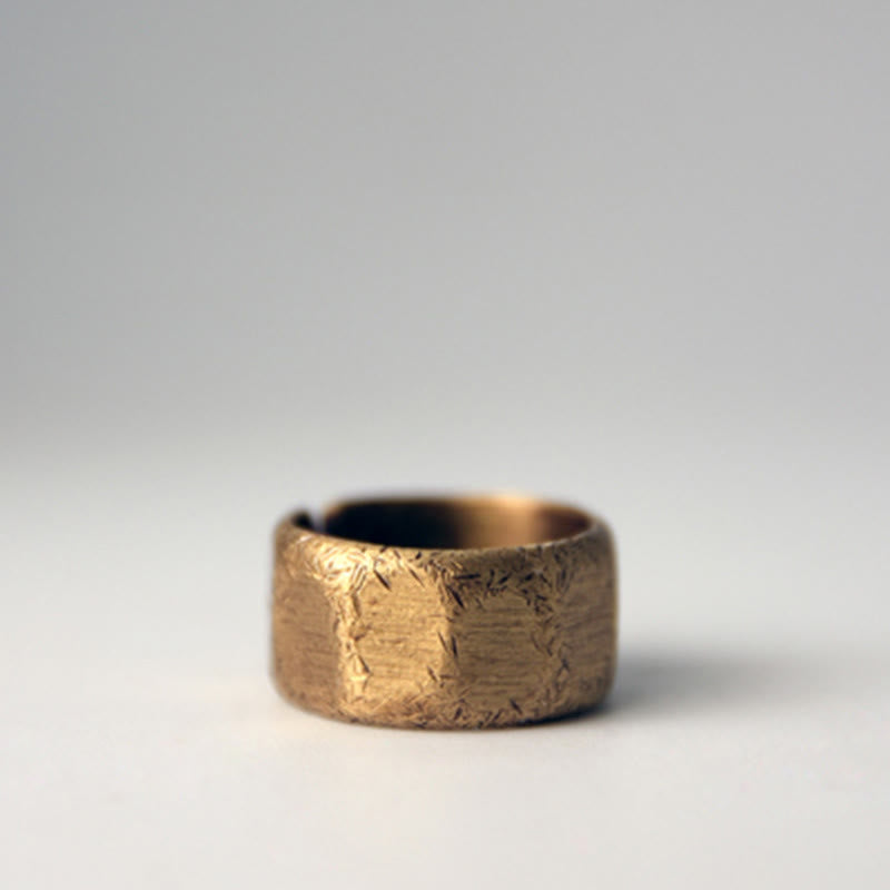 KarmaRipple's Tibetan Simple Design Bronze Brass Frosted Wealth Ring p17