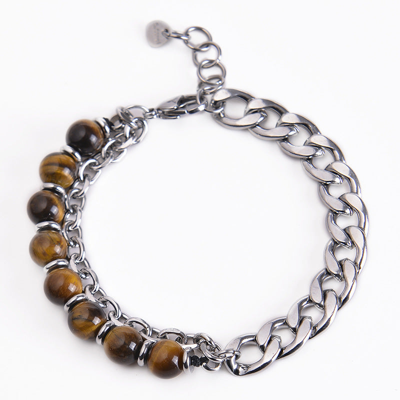 KarmaRipple's Tiger Eye Picasso Jasper Frosted Stone Strength Bracelet p1