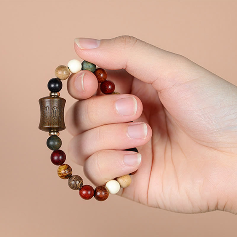 KarmaRipple's Tibet Multicolored Sandalwood Om Mani Padme Hum Protection Bracelet p6