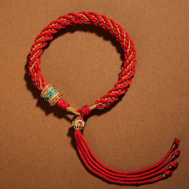 KarmaRipple's Tibetan Handmade Fortune Thangka Prayer Wheel Talisman Weave String Bracelet p19