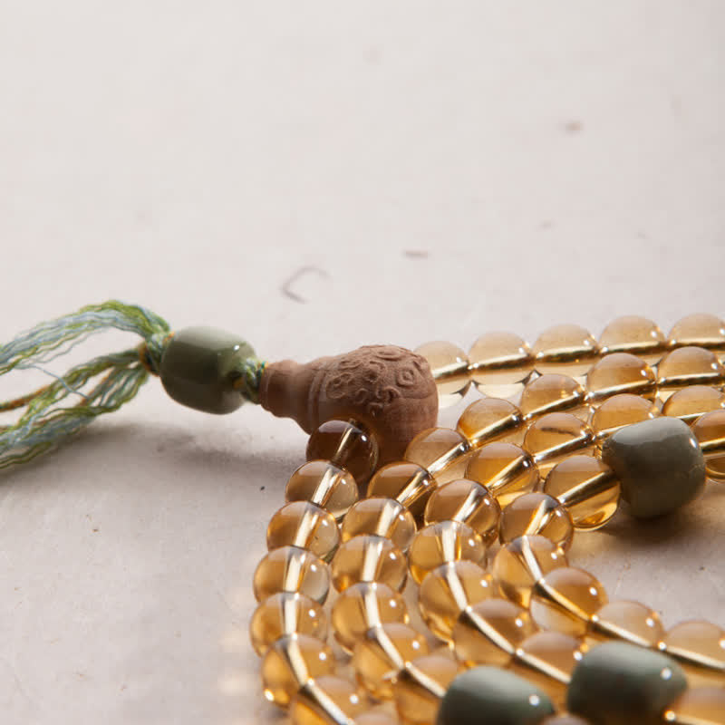 KarmaRipple's 108 Mala Beadwork 925 Sterling Silver Citrine Sandalwood Turquoise Protection Prosperity Bracelet p16