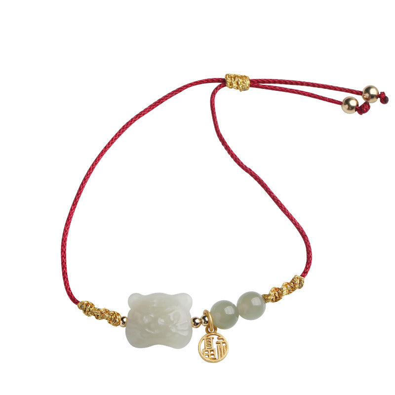 KarmaRipple's Chinese Zodiac Tiger Jade Prosperity Red String Bracelet p7