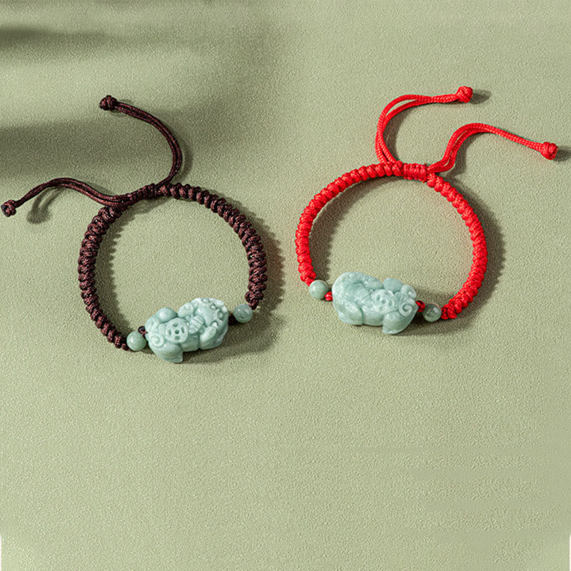 KarmaRipple's Handmade Authentic Jade PiXiu Protection King Kong Weave Woven String Bracelet p11