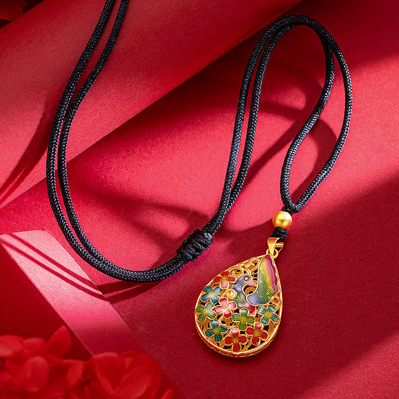 KarmaRipple's Colorful Phoenix Flower Fortune Strength Pendant Necklace p1