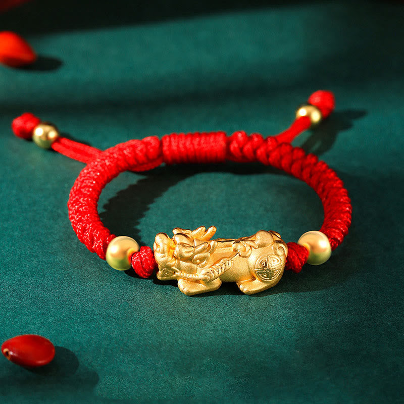 KarmaRipple's 999 Sterling Silver PiXiu Wealth King Kong Weave String Woven Kids Child Bracelet p22