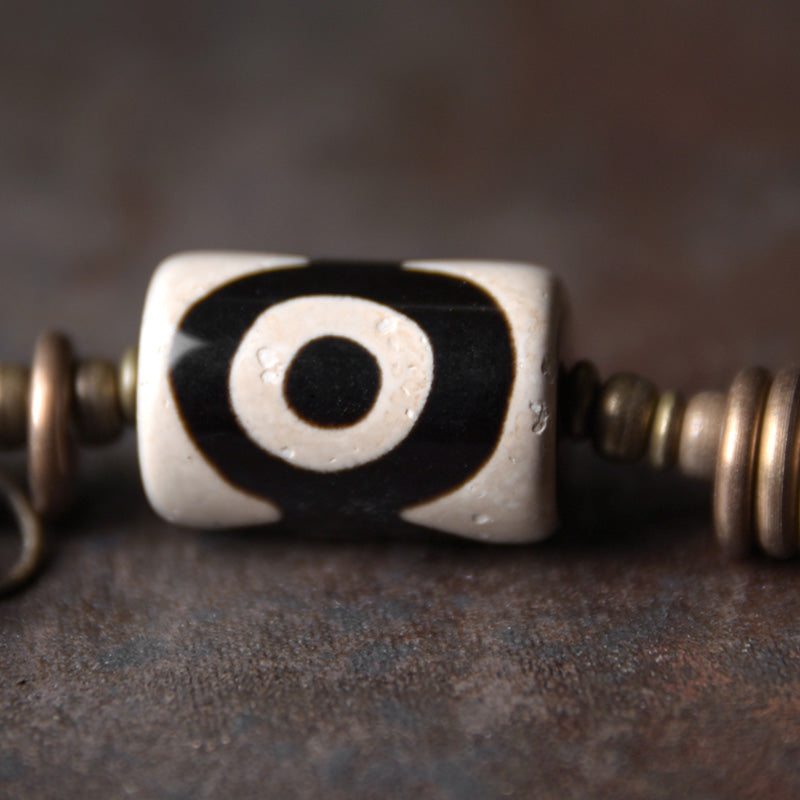 KarmaRipple's Ebony Wood Dzi Bead Bronze Protection Pair Bracelet p5
