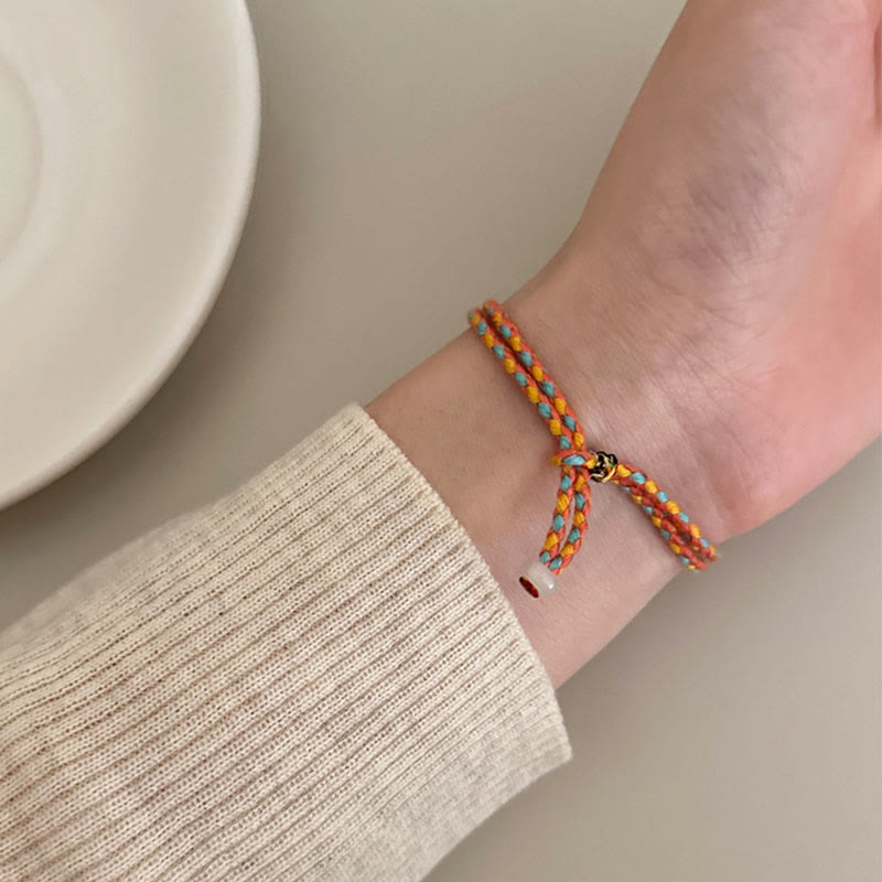 KarmaRipple's 999 Sterling Silver Persimmon Fortune Multicolored Woven Bracelet p12