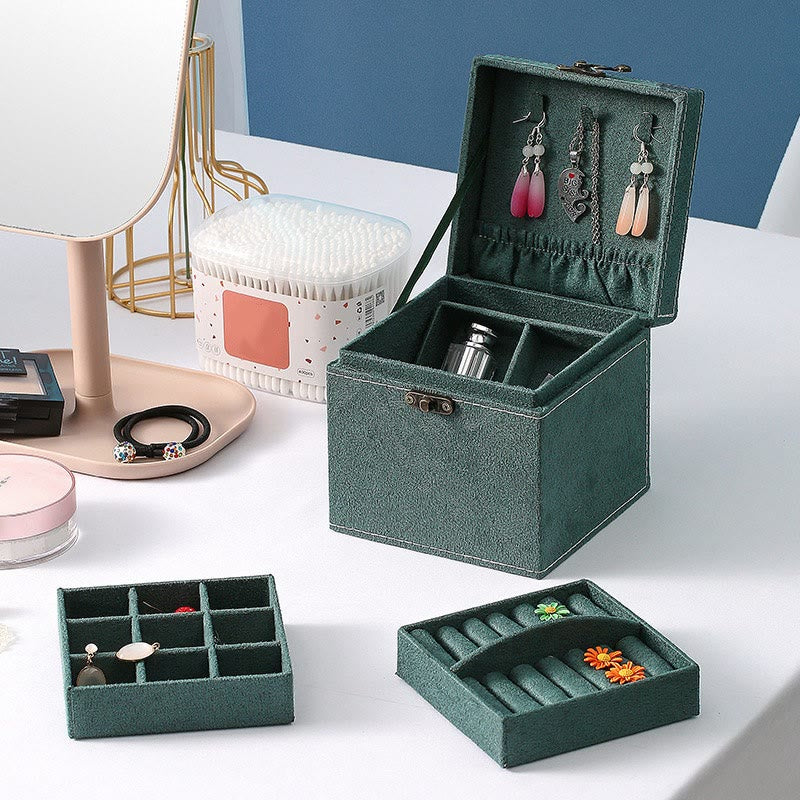 KarmaRipple's Jewelry Box Organizer Three-Layer Jewelry Storage Box Flannel Gift Box p4