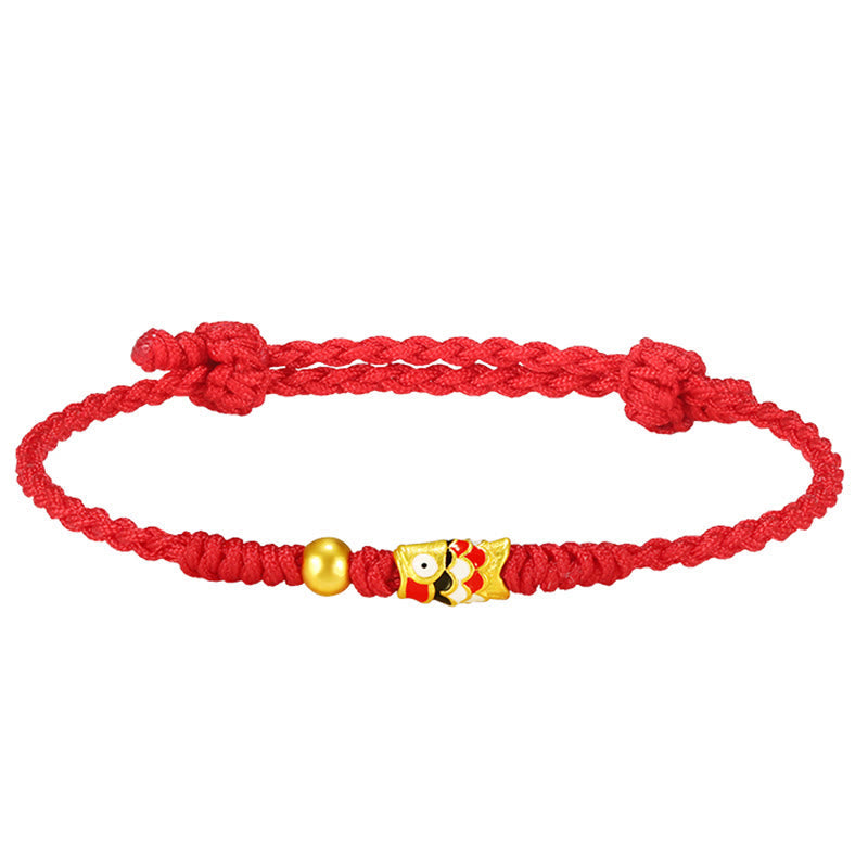 KarmaRipple's 999 Gold Fortune Koi Fish Handcrafted Woven String Bracelet p12