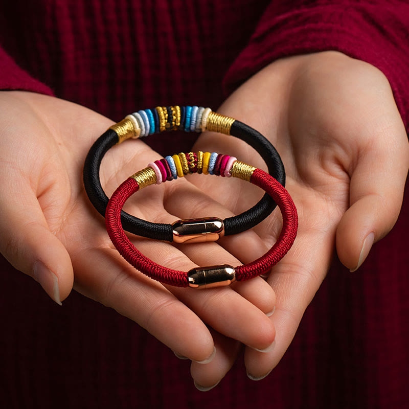 KarmaRipple's Tibetan Handmade King Kong Weave Protection Magnetic Buckle Woven Bracelet ( p5