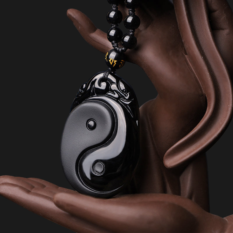 KarmaRipple's Authentic Black Obsidian Yin Yang Fulfilment Strength Pendant Necklace p4