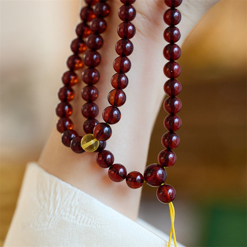 KarmaRipple's Authentic 108 Mala Beadwork Amber Clear Anxiety Bracelet p3