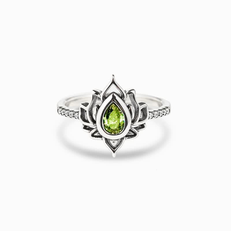 KarmaRipple's Sterling Silver Lotus Zircon Blessing Protection Ring p51