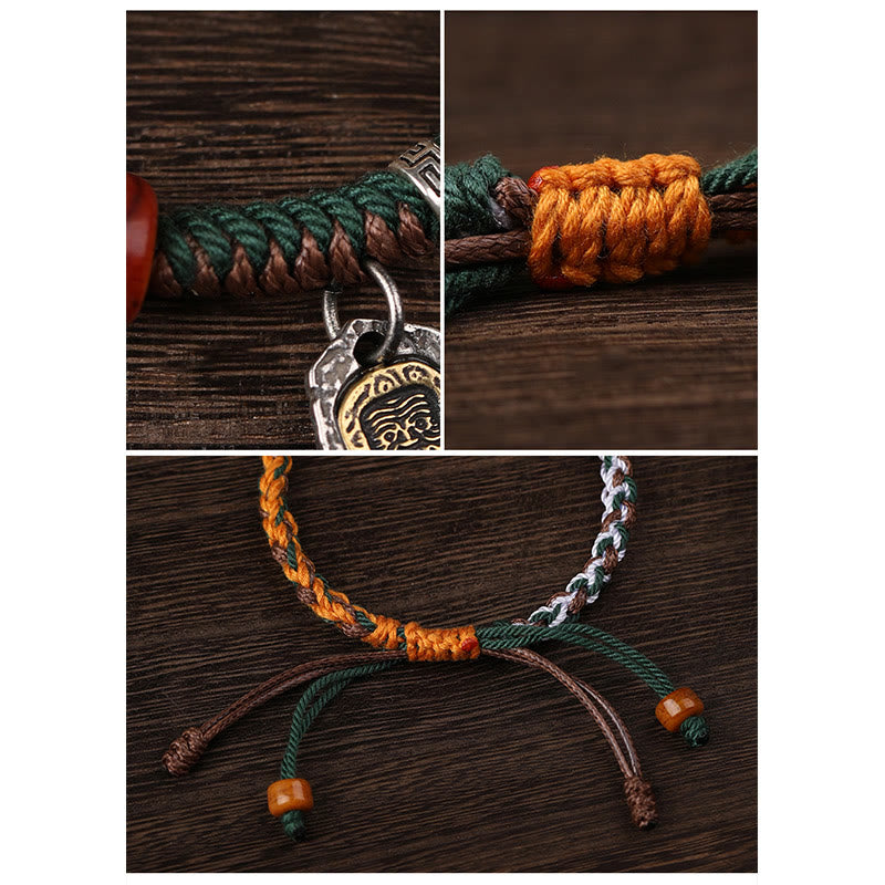 KarmaRipple's Handmade Tibetan Silver 925 Sterling Silver Zakiram Goddess of Wealth Camel Bone Protection Woven Bracelet p18