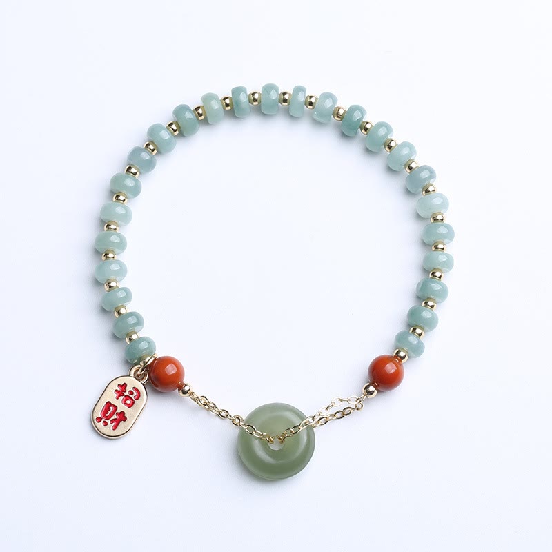 KarmaRipple's Authentic Hetian Jade Red Agate Peace Buckle Fortunate Fortune Bracelet p1