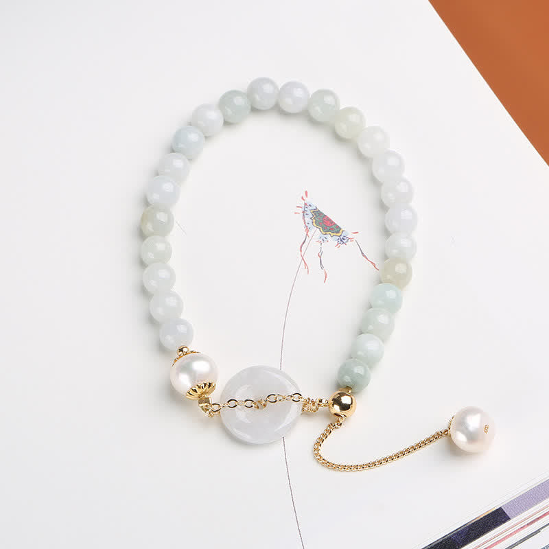 KarmaRipple's Authentic Jade Pearl Peace Buckle Prosperity Fortune Bracelet p3