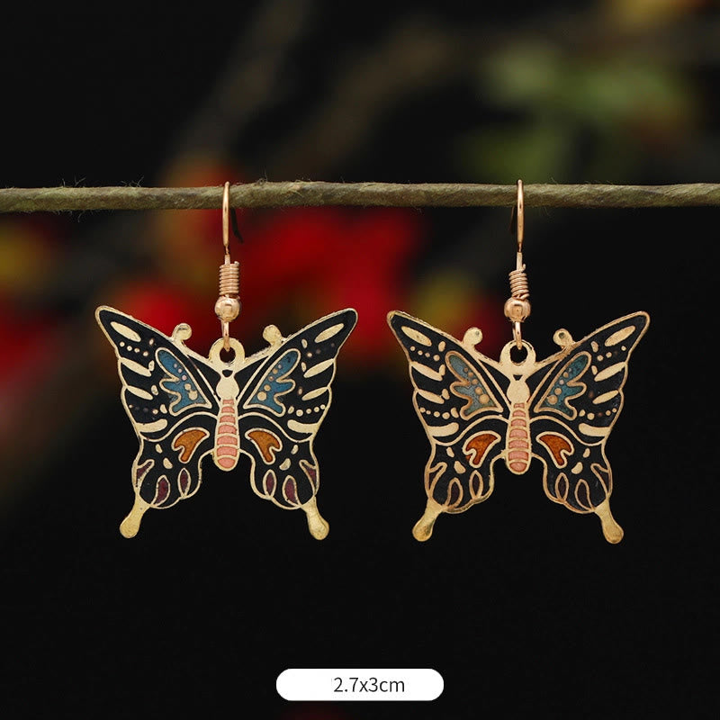 KarmaRipple's Lotus Butterfly Flower Alloy Bronze Enlightenment Drop Earrings p38