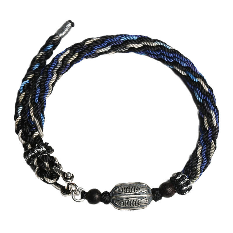 KarmaRipple's 925 Sterling Silver Koi Fish Wealth Reincarnation Weave Braid String Bracelet p12