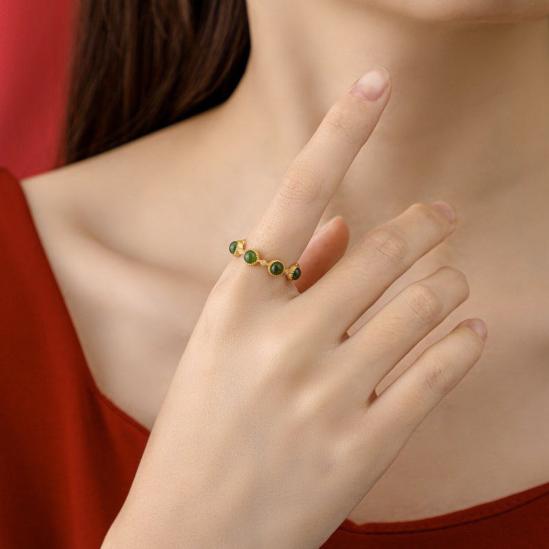 KarmaRipple's Cyan Jade Balancing Calm Adjustable Ring p5