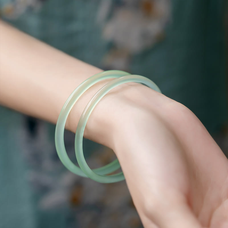 KarmaRipple's Authentic Green Chalcedony Strength Courage Cuff Bangle Bracelet p12