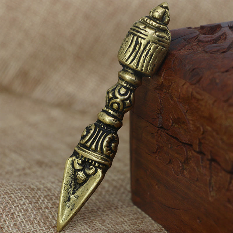 KarmaRipple's Handmade Nepal Small Vajra Dorje Engraved Enlightenment Bronze Decoration p2
