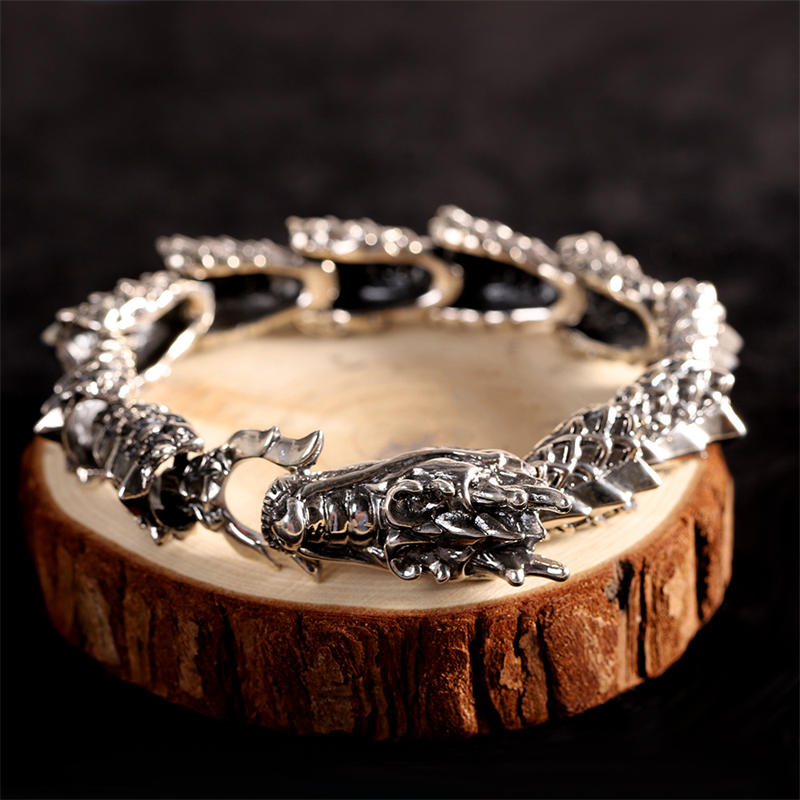 KarmaRipple's 925 Sterling Silver Dragon Fortune Success Bracelet Bangle p1