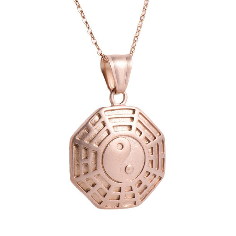 KarmaRipple's Bagua Yin Yang Titanium Steel Balance Pendant Chain Necklace p14