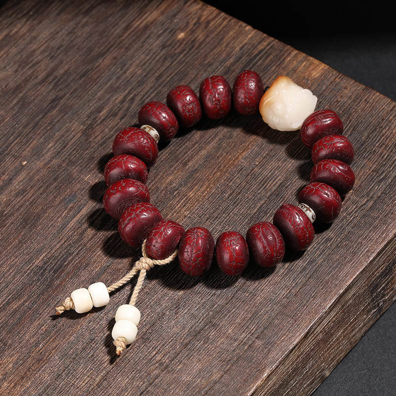 KarmaRipple's Tibet Bodhi Seed Dzi Bead Dancing Lion Fortune Bracelet Wrist Mala p8
