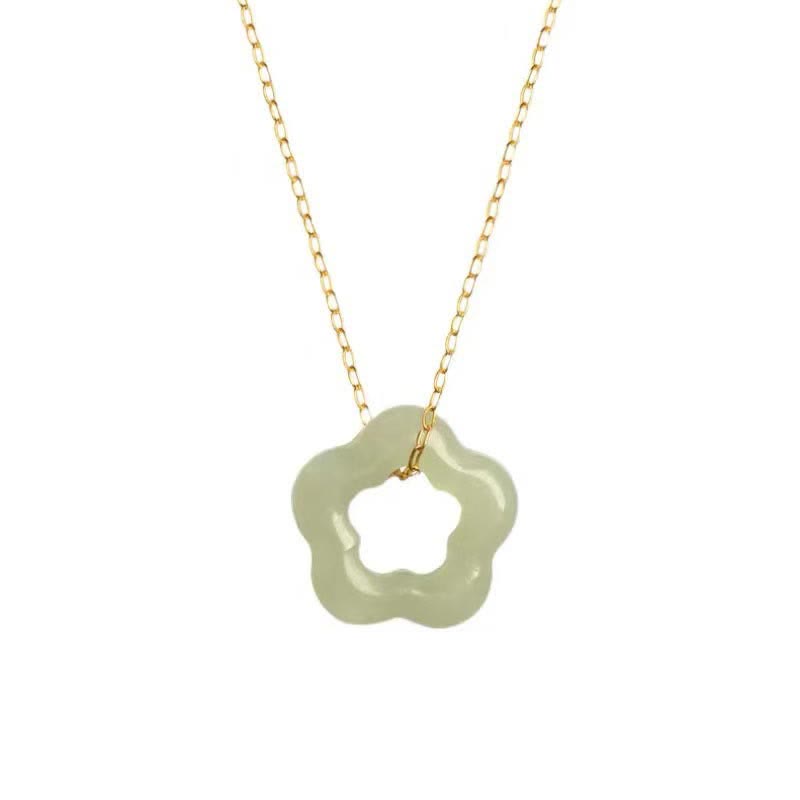KarmaRipple's Dainty Hetian Jade Cyan Jade Fortune Floral Talisman Pendant Necklace p10